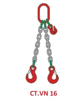 Sling xích kiểu CT.VN 16: 2 chân – móc + thu ngắn