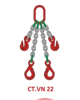 Sling xích kiểu CT.VN 22: 2 chân – móc mắt, thu ngắn trên vòng