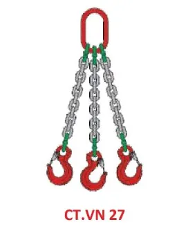 Sling xích kiểu CT.VN 27: 3 chân – móc lưỡi gà