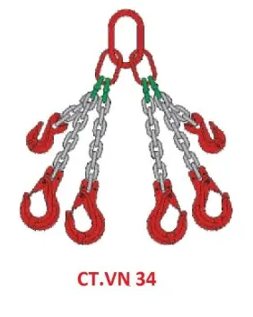 Sling xích kiểu CT.VN 34: 4 chân – móc mắt + thu ngắn