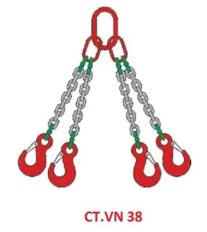 Sling xích kiểu CT.VN 38: 4 chân – móc, vòng đôi