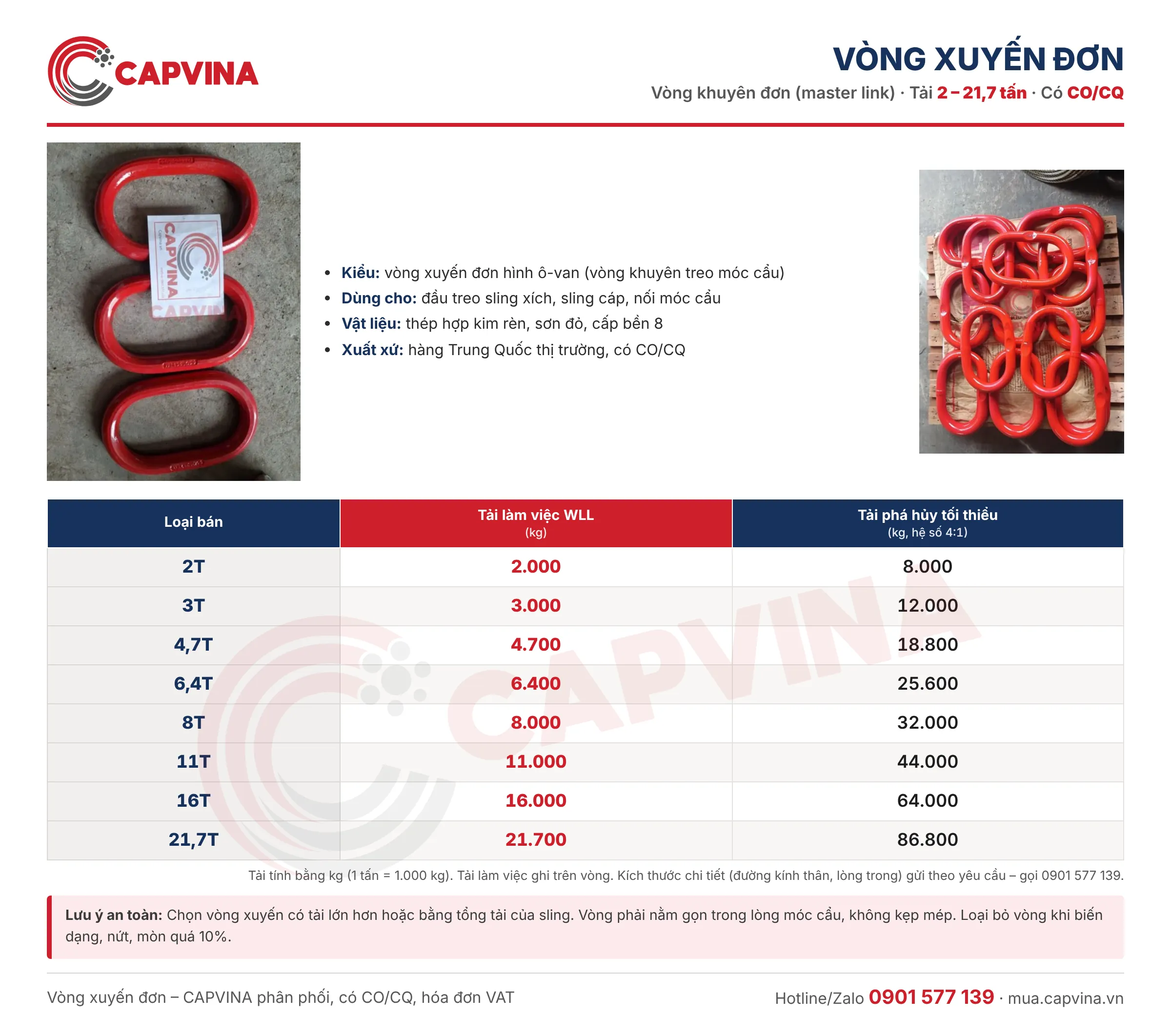 Bảng tải vòng xuyến đơn CAPVINA