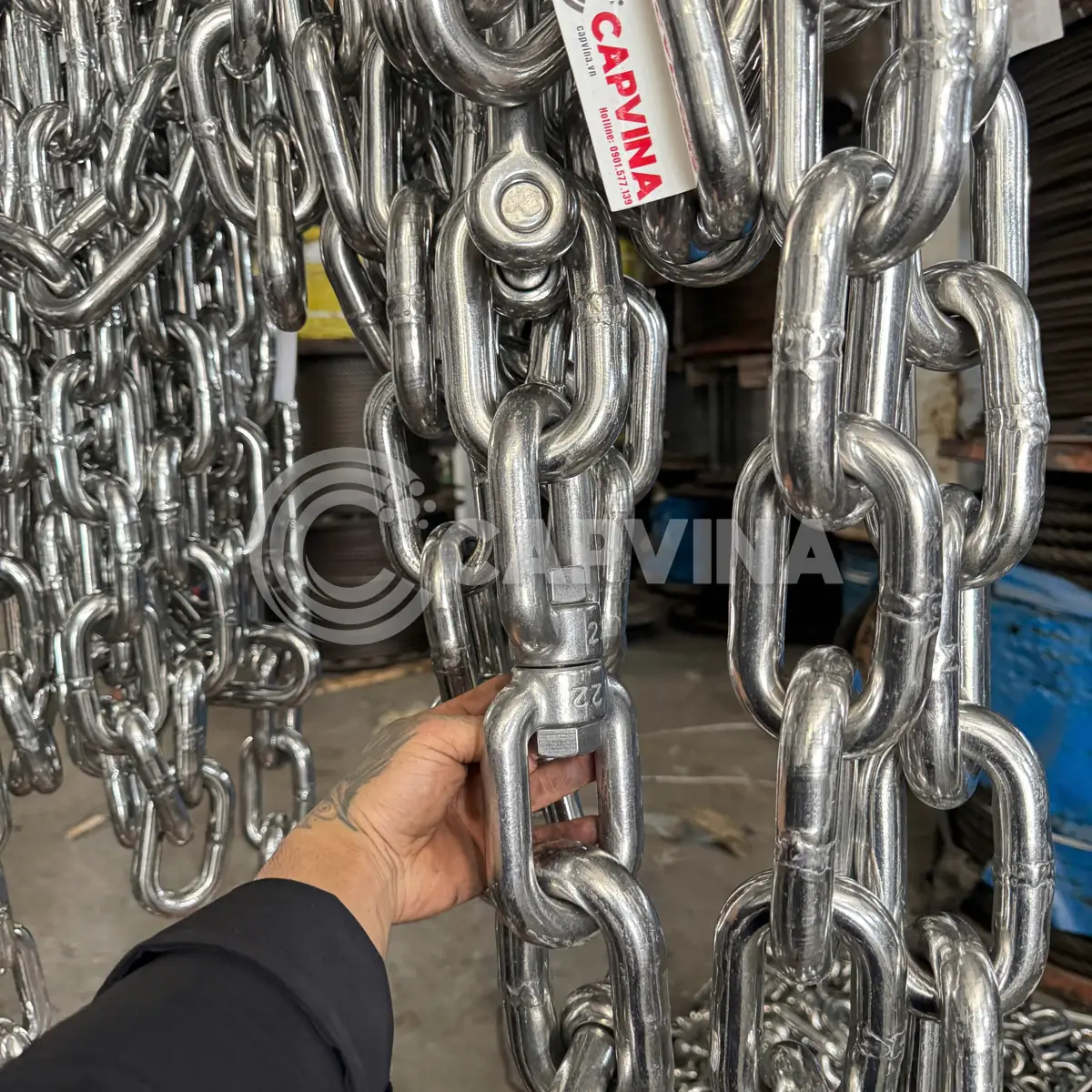 Xích inox 304 Capvina mắt hàn kín, có tem chính hãng