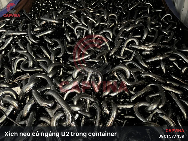 Xích neo có ngáng U2 sơn đen trong container